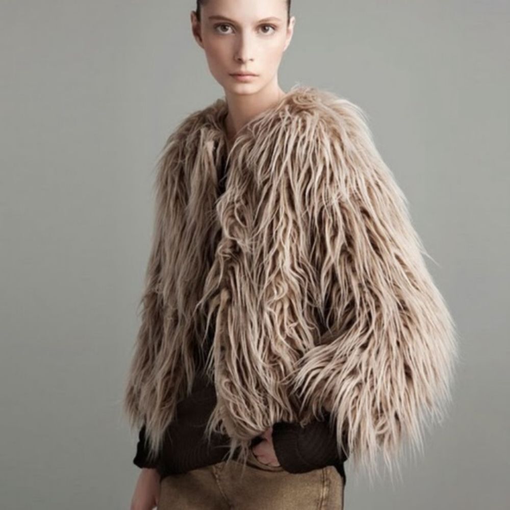 Zara Faux Fur Shaggy Jacket L
